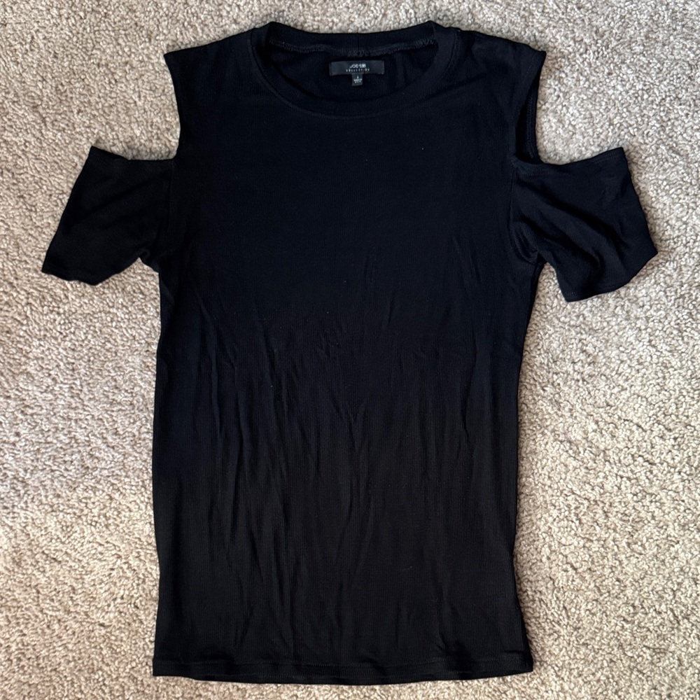 Joe's Jeans Black Cold-Shoulder Crew Tank